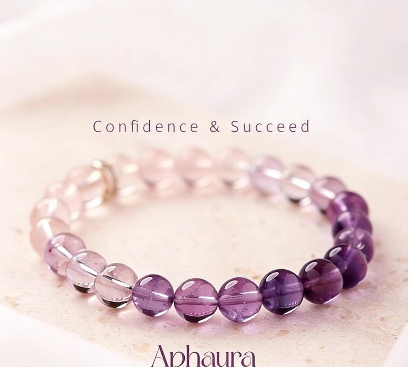 Buy Gradient Amethyst Crystal Beaded Bracelet for Women, Natural Purple Healing Crystal Jewelry | Kibo Space Jewelry gradient-amethyst-crystal-beaded-bracelet