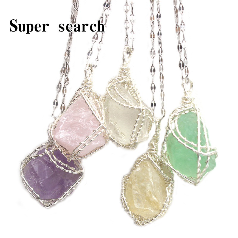 Buy Raw Stone Wrapped Healing Necklace | Pink Crystal & Green Fluorite | Grounding Soulful Pendant | Kibo Space Jewelry Raw Stone Wrapped Healing Necklace | Pink Crystal & Green Fluorite | Grounding Soulful Pendant - Image 10