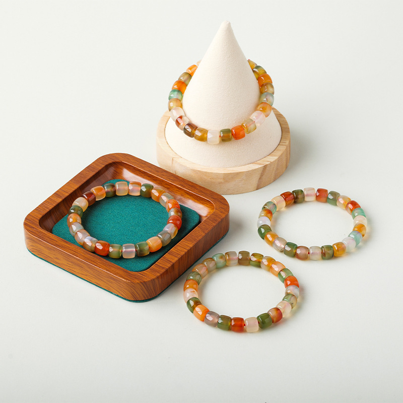 Buy KIBO Peacock Agate "Pill Bead" Bracelet - Vibrant Earth Tones | Kibo Space Jewelry KIBO Peacock Agate "Pill Bead" Bracelet - Vibrant Earth Tones - Image 4