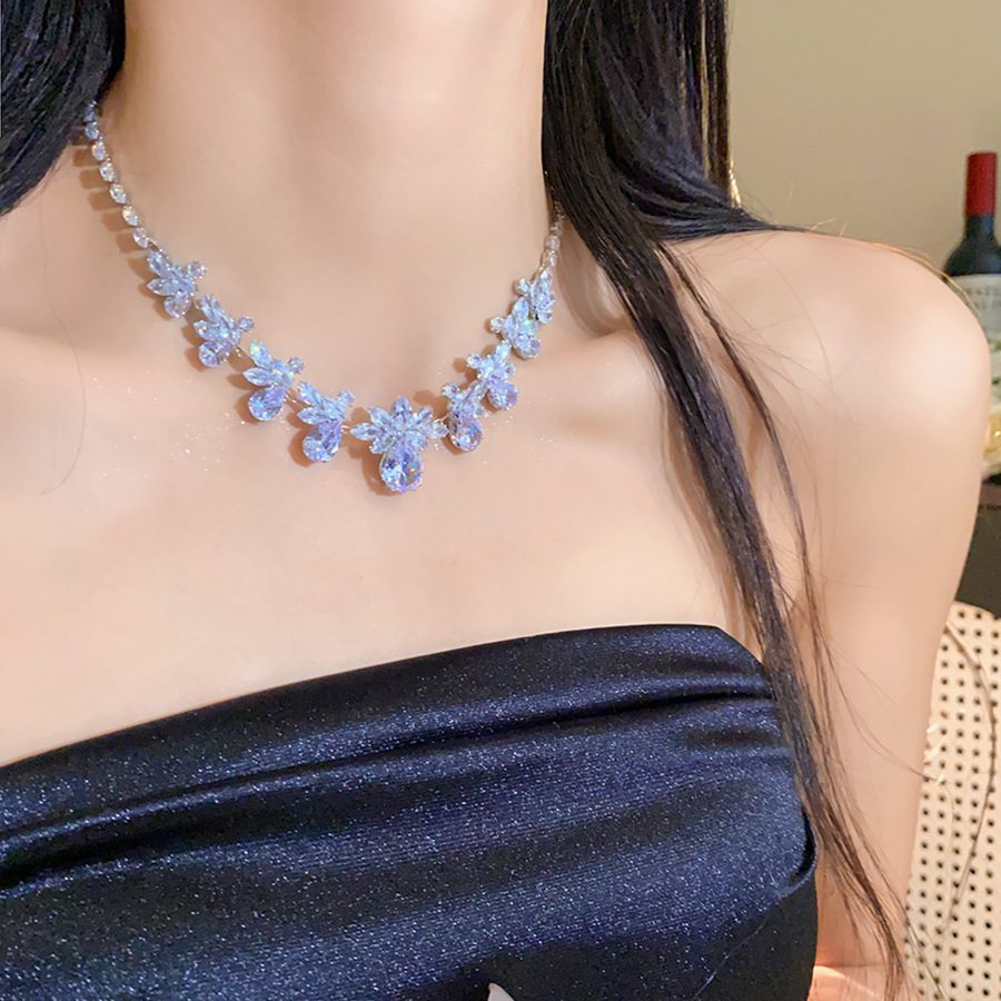 Buy European and American zircon water drop flower ear hook necklace suit light luxury high sense clavicle chain exquisite fashion temperament jewelry | Kibo Space Jewelry O1CN016QnItV1a2Aa3gErba 4070793271 0 cib crystal bracelet