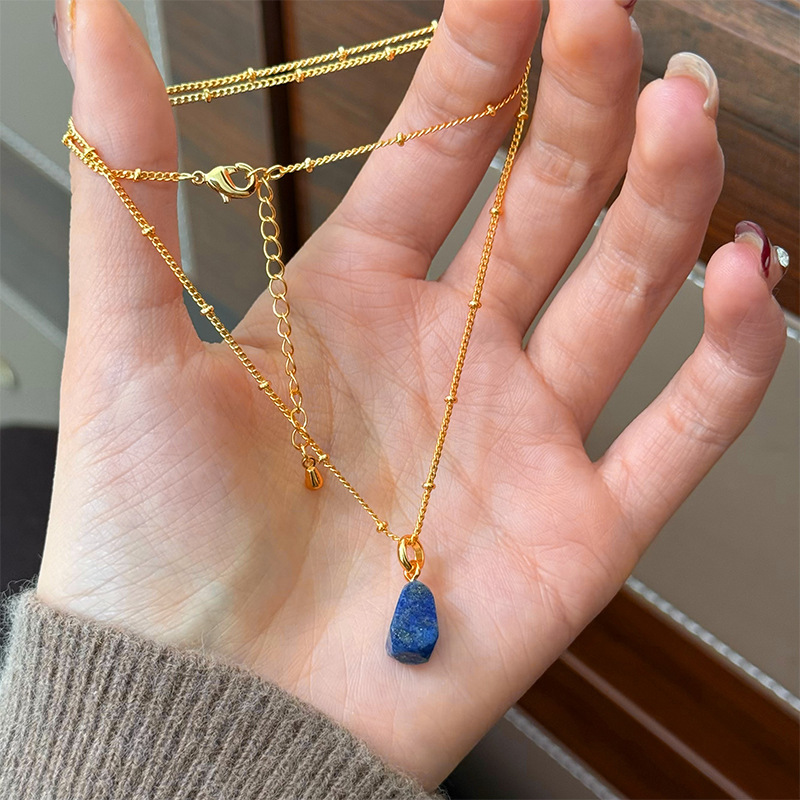 Buy Dainty Turquoise Teardrop Necklace, Gold Beaded Chain Healing Crystal Jewelry | Kibo Space Jewelry Dainty Turquoise Teardrop Necklace, Gold Beaded Chain Healing Crystal Jewelry - Image 11