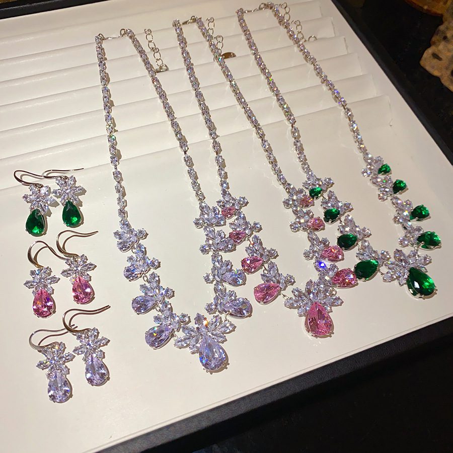 Buy European and American zircon water drop flower ear hook necklace suit light luxury high sense clavicle chain exquisite fashion temperament jewelry | Kibo Space Jewelry O1CN01E9KPV91a2AZxeKrgs 4070793271 0 cib crystal bracelet