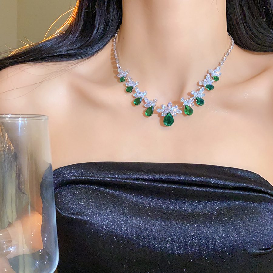 Buy European and American zircon water drop flower ear hook necklace suit light luxury high sense clavicle chain exquisite fashion temperament jewelry | Kibo Space Jewelry O1CN01M5BIHB1a2Aa2TV5kN 4070793271 0 cib crystal bracelet