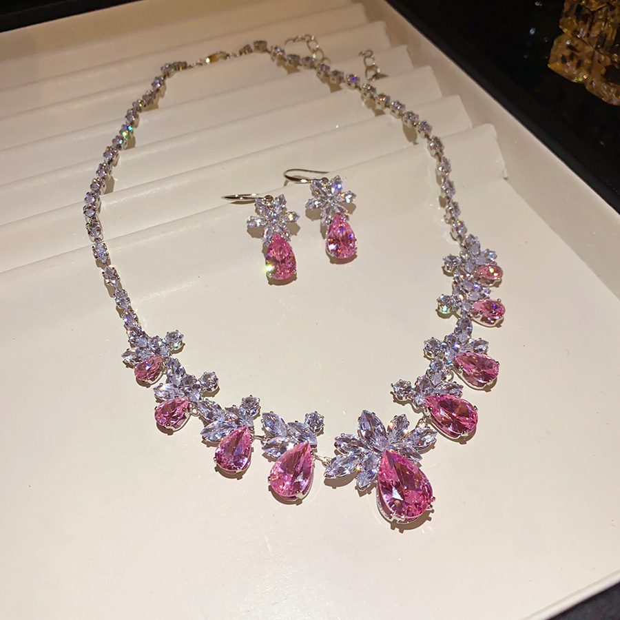 Buy European and American zircon water drop flower ear hook necklace suit light luxury high sense clavicle chain exquisite fashion temperament jewelry | Kibo Space Jewelry O1CN01M8x7bt1a2Aa5V3YPC 4070793271 0 cib crystal bracelet