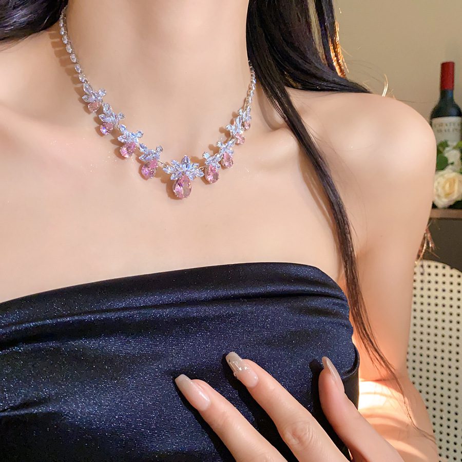 Buy European and American zircon water drop flower ear hook necklace suit light luxury high sense clavicle chain exquisite fashion temperament jewelry | Kibo Space Jewelry O1CN01UvI67b1a2Aa2b1kPA 4070793271 0 cib crystal bracelet