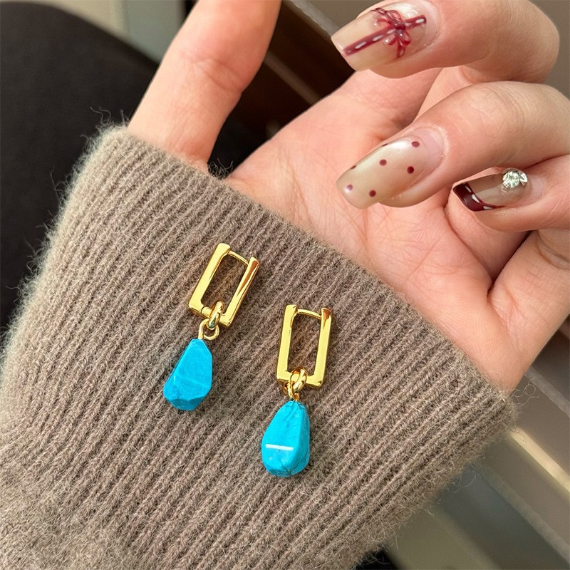 Buy Dainty Turquoise Teardrop Necklace, Gold Beaded Chain Healing Crystal Jewelry | Kibo Space Jewelry Dainty Turquoise Teardrop Necklace, Gold Beaded Chain Healing Crystal Jewelry - Image 8