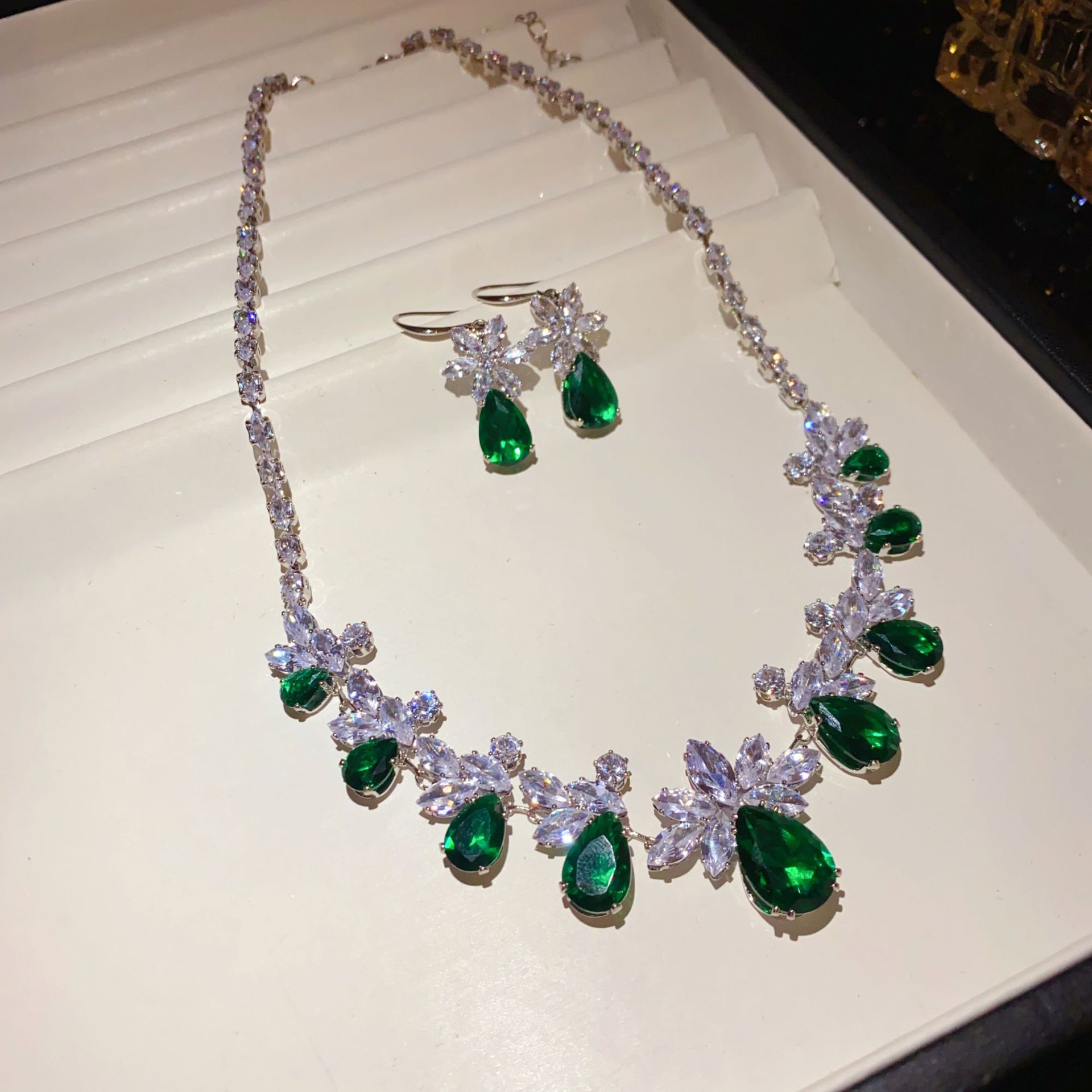 Buy European and American zircon water drop flower ear hook necklace suit light luxury high sense clavicle chain exquisite fashion temperament jewelry | Kibo Space Jewelry O1CN01abS8IW1a2Aa4dw3Ya 4070793271 0 cib crystal bracelet