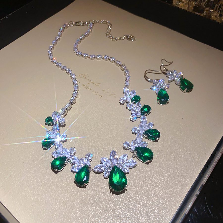 Buy European and American zircon water drop flower ear hook necklace suit light luxury high sense clavicle chain exquisite fashion temperament jewelry | Kibo Space Jewelry O1CN01g4AulH1a2Aa3SoBiz 4070793271 0 cib crystal bracelet