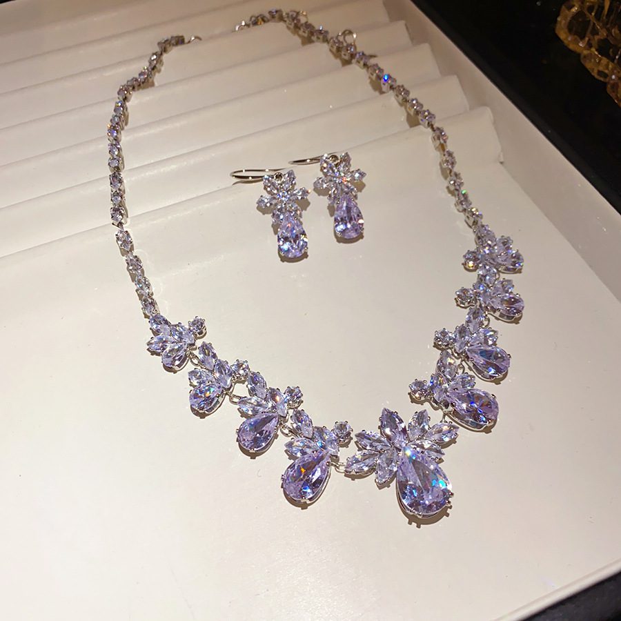 Buy European and American zircon water drop flower ear hook necklace suit light luxury high sense clavicle chain exquisite fashion temperament jewelry | Kibo Space Jewelry O1CN01mTTQTf1a2Aa3gFbMm 4070793271 0 cib crystal bracelet