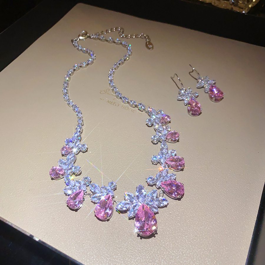 Buy European and American zircon water drop flower ear hook necklace suit light luxury high sense clavicle chain exquisite fashion temperament jewelry | Kibo Space Jewelry O1CN01oDQtfl1a2AZxeLwBX 4070793271 0 cib crystal bracelet