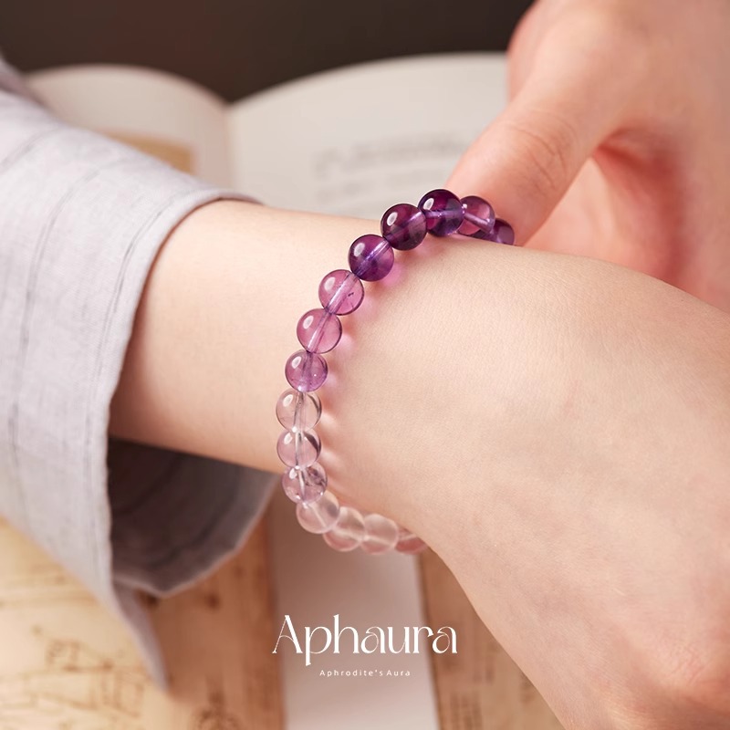 Buy Gradient Amethyst Crystal Beaded Bracelet for Women, Natural Purple Healing Crystal Jewelry | Kibo Space Jewelry Gradient Amethyst Crystal Beaded Bracelet for Women, Natural Purple Healing Crystal Jewelry - Image 2