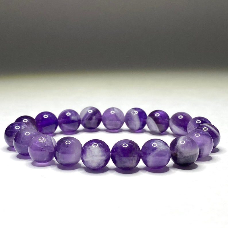 Buy Dreamy Chevron Amethyst Beaded Bracelet | Wisdom Healing Crystal Bracelet | Kibo Space Jewelry Dreamy Chevron Amethyst Beaded Bracelet | Wisdom Healing Crystal Bracelet - Image 4