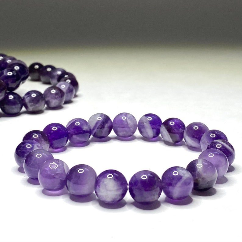 Buy Dreamy Chevron Amethyst Beaded Bracelet | Wisdom Healing Crystal Bracelet | Kibo Space Jewelry Dreamy Chevron Amethyst Beaded Bracelet | Wisdom Healing Crystal Bracelet - Image 2