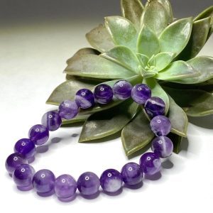 Dreamy Chevron Amethyst Beaded Bracelet | Wisdom Healing Crystal Bracelet