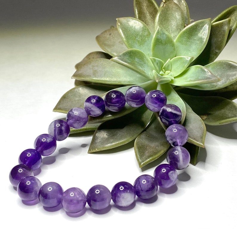 Buy Dreamy Chevron Amethyst Beaded Bracelet | Wisdom Healing Crystal Bracelet | Kibo Space Jewelry Dreamy Chevron Amethyst Beaded Bracelet | Wisdom Healing Crystal Bracelet