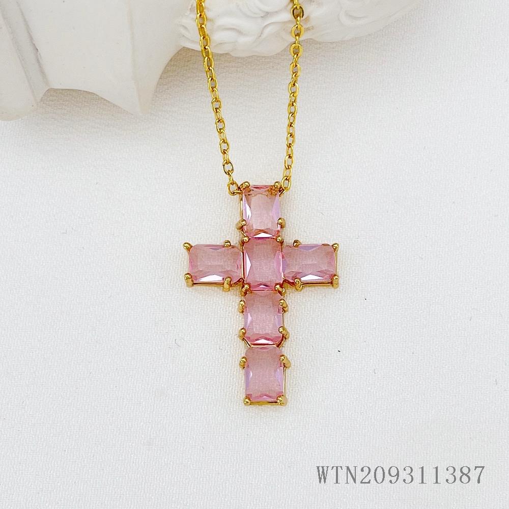 Buy Dainty 14K Gold Plated Gemstone Cross Necklace for Women | Kibo Space Jewelry Dainty 14K Gold Plated Gemstone Cross Necklace for Women - Image 11