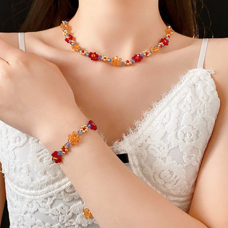 Buy Handmade 2Pcs Boho Flower Beaded Jewelry Set | Vibrant Crystal Joy & Creative Energy | Kibo Space Jewelry Handmade 2Pcs Boho Flower Beaded Jewelry Set | Vibrant Crystal Joy & Creative Energy - Image 9