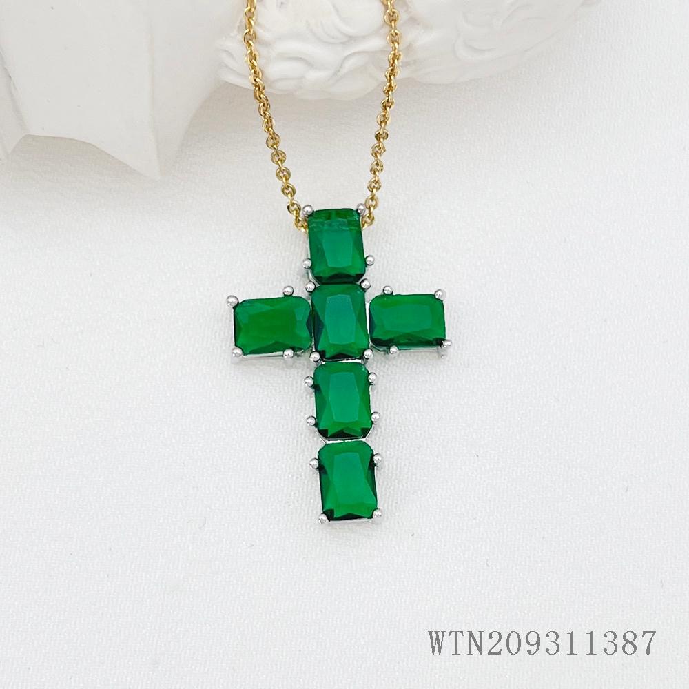 Buy Dainty 14K Gold Plated Gemstone Cross Necklace for Women | Kibo Space Jewelry Dainty 14K Gold Plated Gemstone Cross Necklace for Women - Image 9