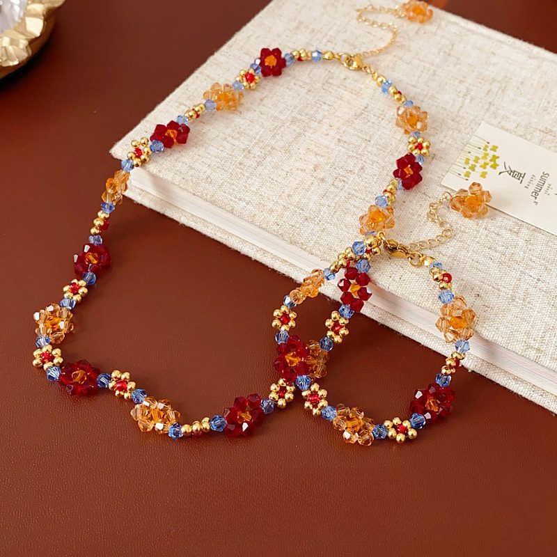Buy Handmade 2Pcs Boho Flower Beaded Jewelry Set | Vibrant Crystal Joy & Creative Energy | Kibo Space Jewelry Handmade 2Pcs Boho Flower Beaded Jewelry Set | Vibrant Crystal Joy & Creative Energy - Image 3