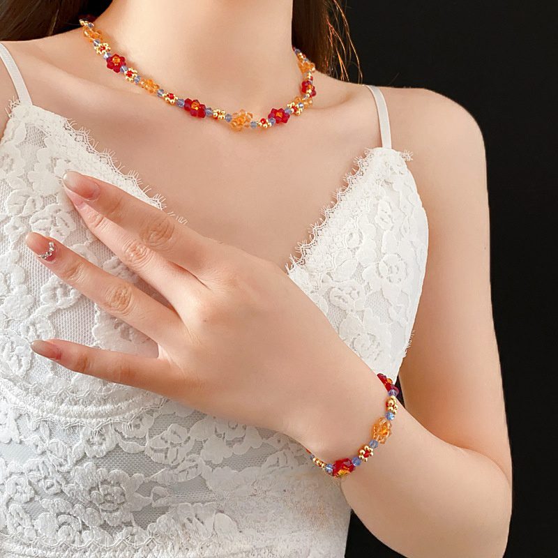 Buy Handmade 2Pcs Boho Flower Beaded Jewelry Set | Vibrant Crystal Joy & Creative Energy | Kibo Space Jewelry Handmade 2Pcs Boho Flower Beaded Jewelry Set | Vibrant Crystal Joy & Creative Energy - Image 4