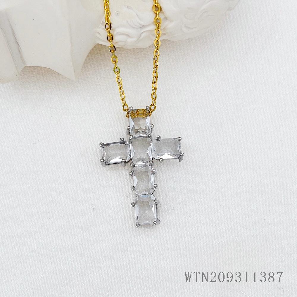 Buy Dainty 14K Gold Plated Gemstone Cross Necklace for Women | Kibo Space Jewelry Dainty 14K Gold Plated Gemstone Cross Necklace for Women - Image 12
