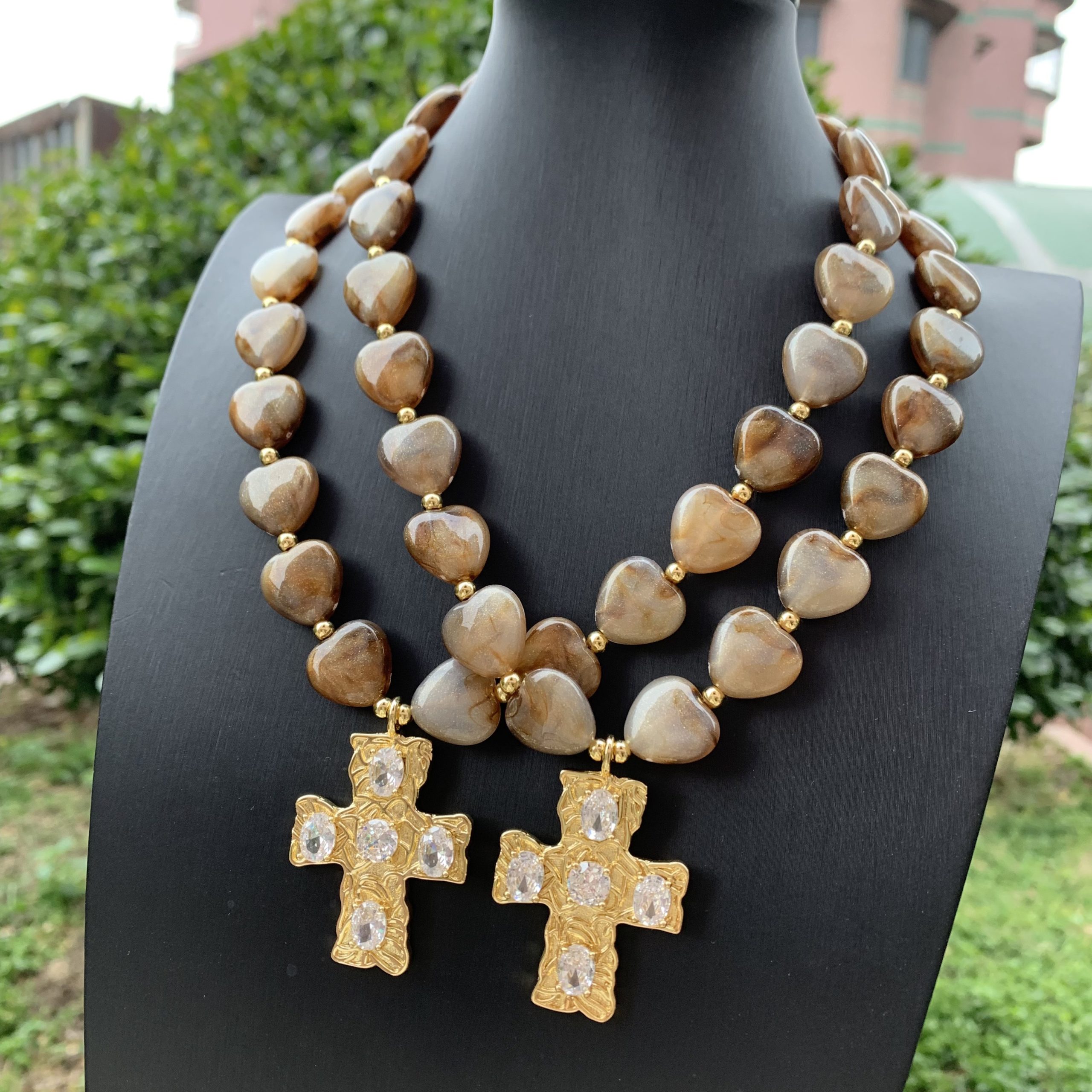 Buy Natural Wooden Bead Cross Necklace | Handmade Soulful Jewelry for Protection & Peace | Kibo Space Jewelry Natural Wooden Bead Cross Necklace | Handmade Soulful Jewelry for Protection & Peace - Image 4