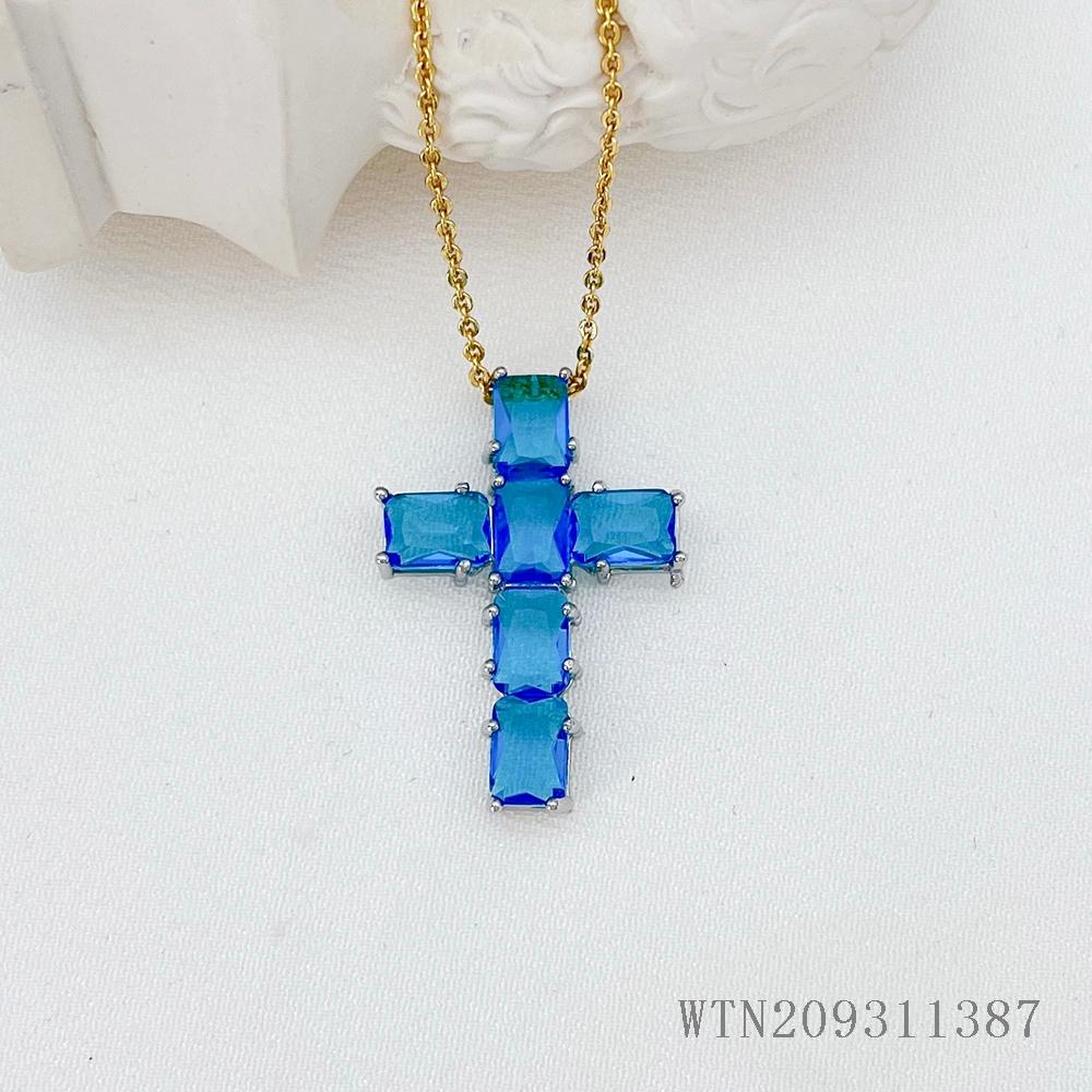 Buy Dainty 14K Gold Plated Gemstone Cross Necklace for Women | Kibo Space Jewelry Dainty 14K Gold Plated Gemstone Cross Necklace for Women - Image 8