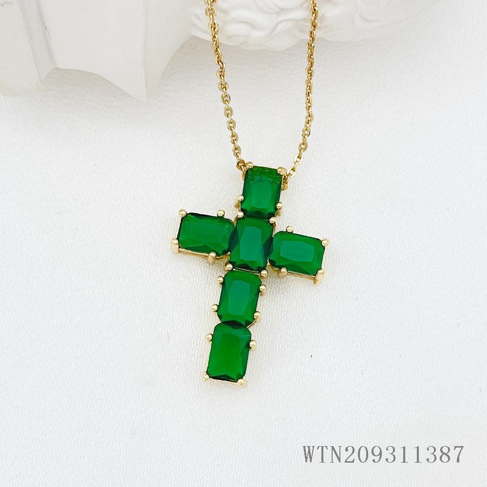 Buy Dainty 14K Gold Plated Gemstone Cross Necklace for Women | Kibo Space Jewelry H9f5a54cd624f415780da259105ff1296S crystal bracelet