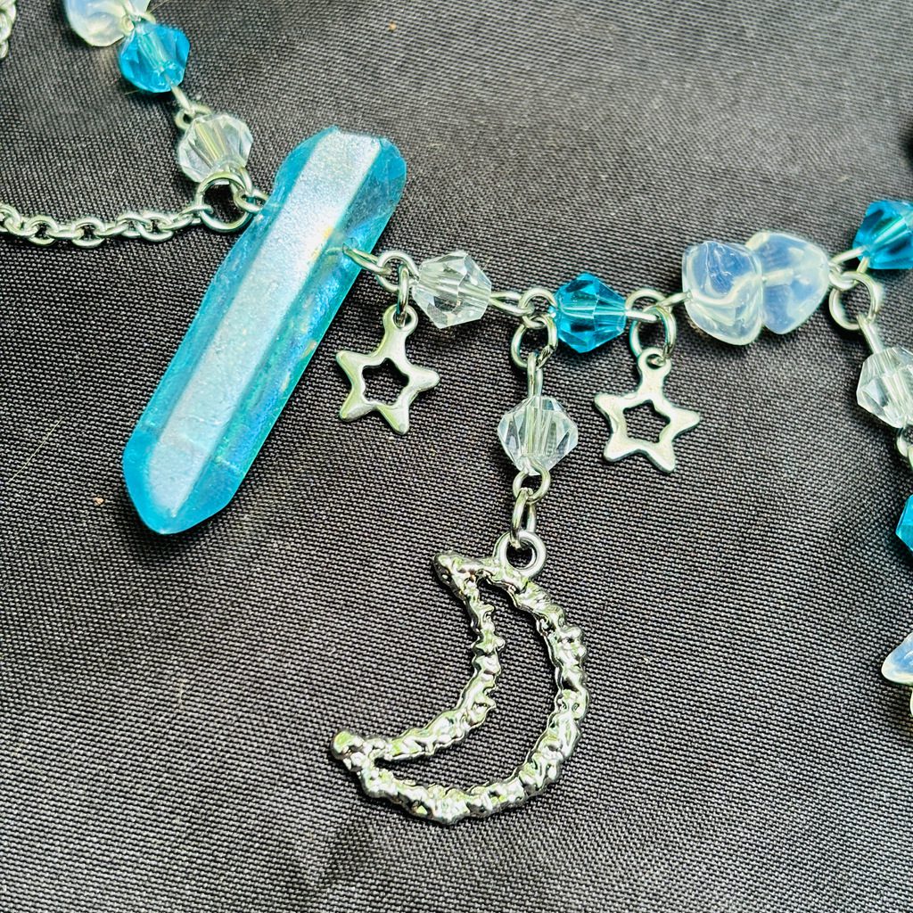 Buy Blue Crystal Moon Star Witch Necklace | Modern Witch Talisman | Wearable Wellness for Intuition & Calm | Kibo Space Jewelry Blue Crystal Moon Star Witch Necklace | Modern Witch Talisman | Wearable Wellness for Intuition & Calm - Image 6