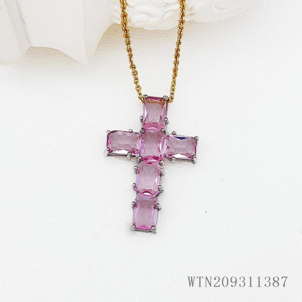 Buy Dainty 14K Gold Plated Gemstone Cross Necklace for Women | Kibo Space Jewelry Dainty 14K Gold Plated Gemstone Cross Necklace for Women - Image 7