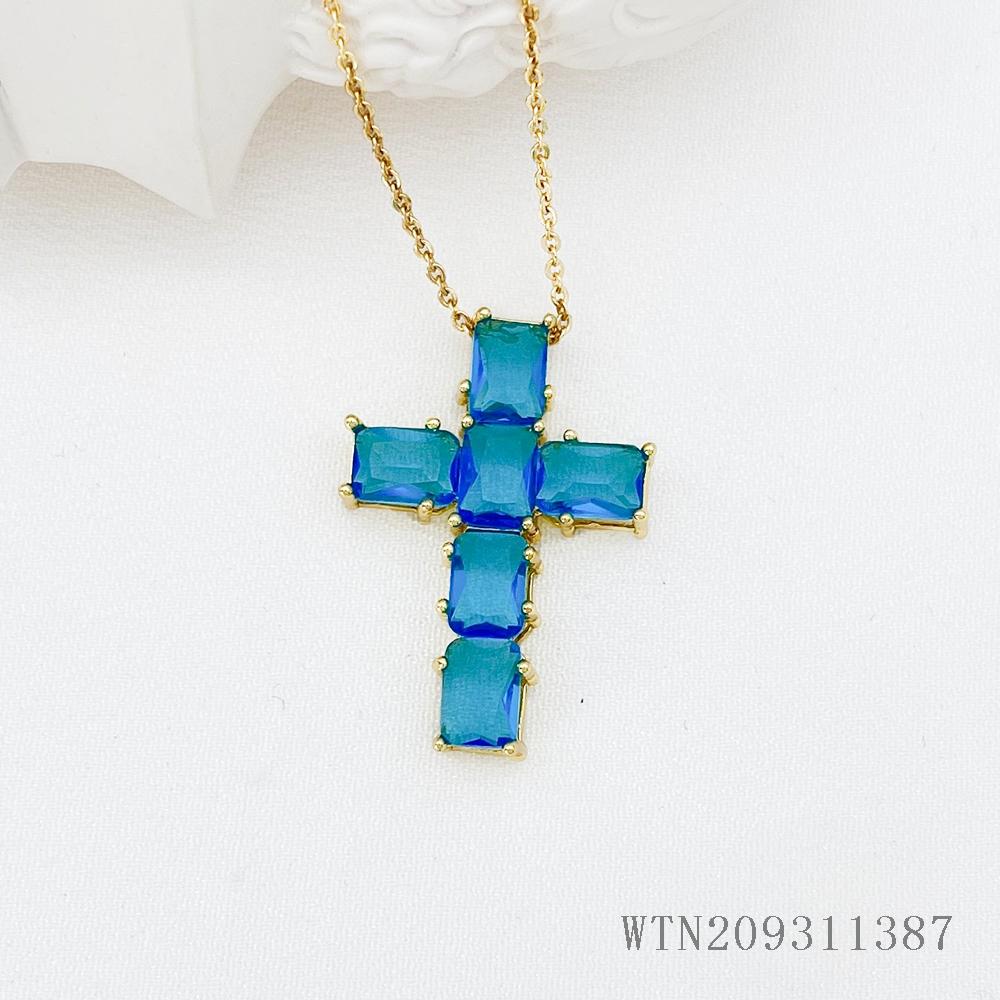 Buy Dainty 14K Gold Plated Gemstone Cross Necklace for Women | Kibo Space Jewelry Dainty 14K Gold Plated Gemstone Cross Necklace for Women - Image 13
