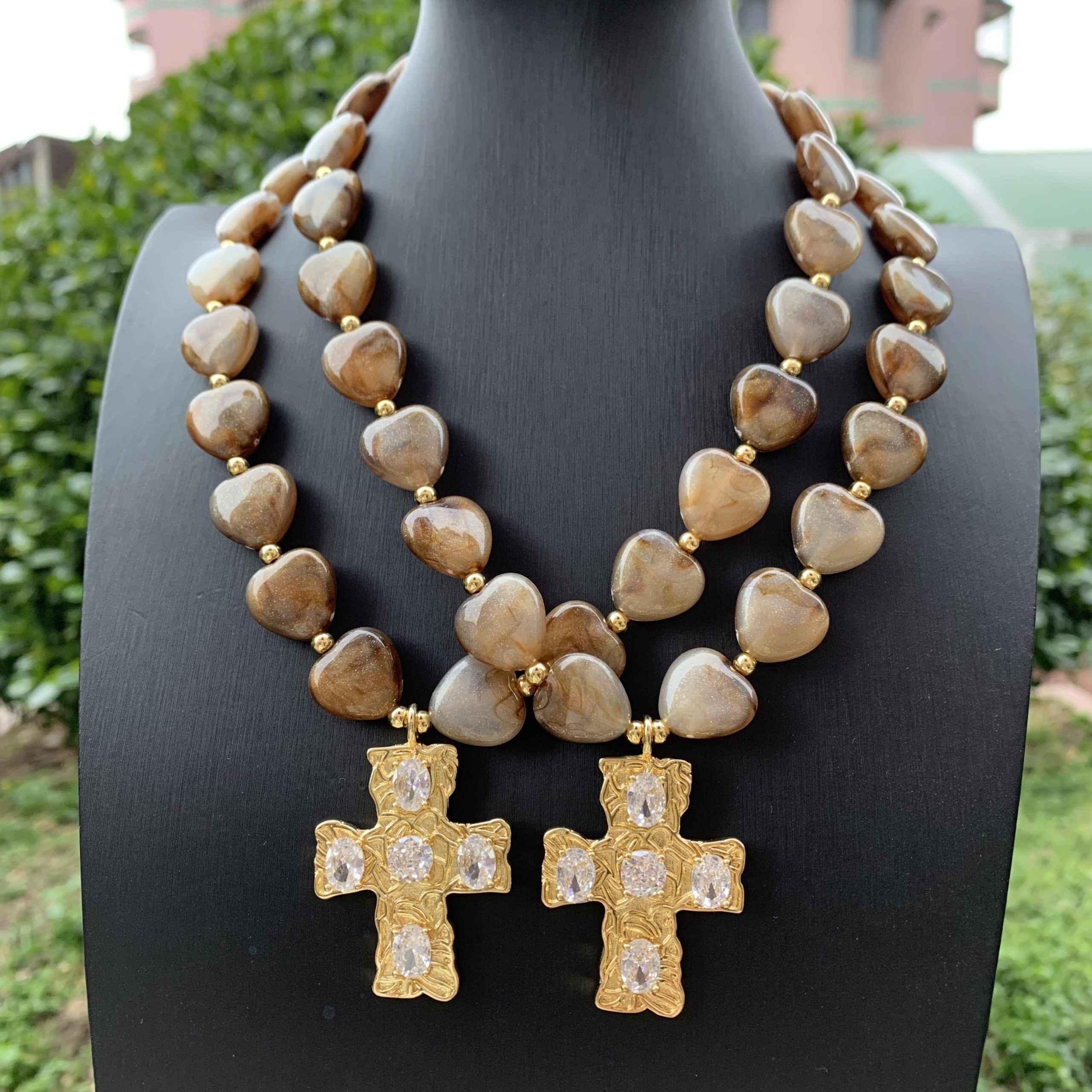 Buy Natural Wooden Bead Cross Necklace | Handmade Soulful Jewelry for Protection & Peace | Kibo Space Jewelry Natural Wooden Bead Cross Necklace | Handmade Soulful Jewelry for Protection & Peace